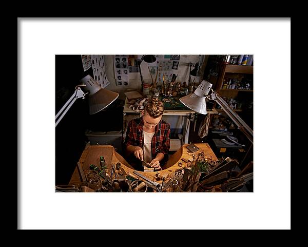 White People Framed Print featuring the photograph Welcome to my work space by PeopleImages