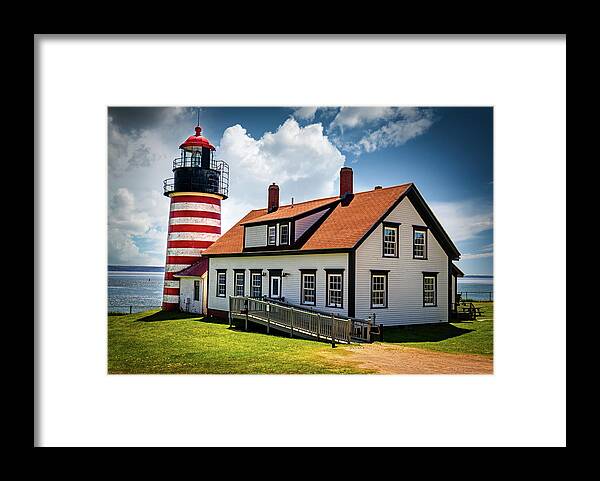 West Quoddy Head Framed Print featuring the photograph West Quoddy Lighthouse and Keeper's House by Ron Long Ltd Photography