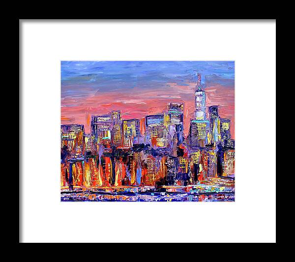City Skyline Framed Print featuring the painting West Side by Teresa Moerer