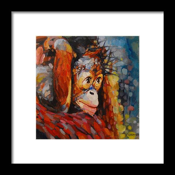 Primate Framed Print featuring the painting What I Saw At The Zoo by Jean Cormier