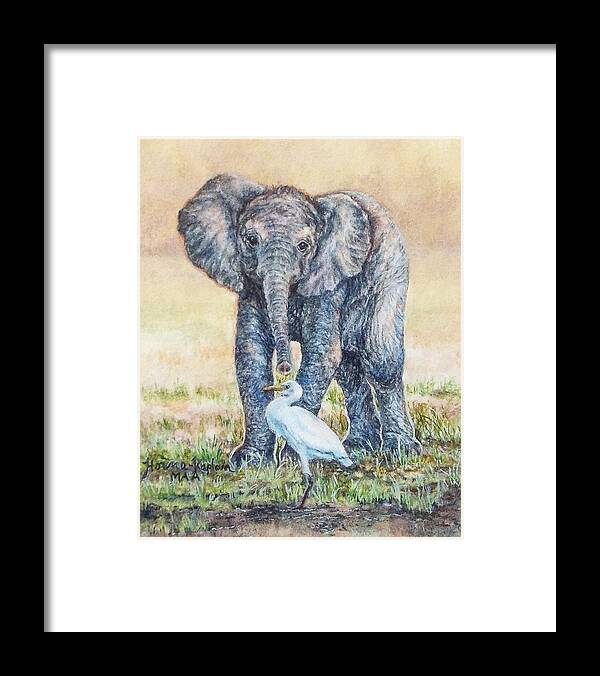 Elephant Framed Print featuring the painting What Elephant? by Denise Horne-Kaplan