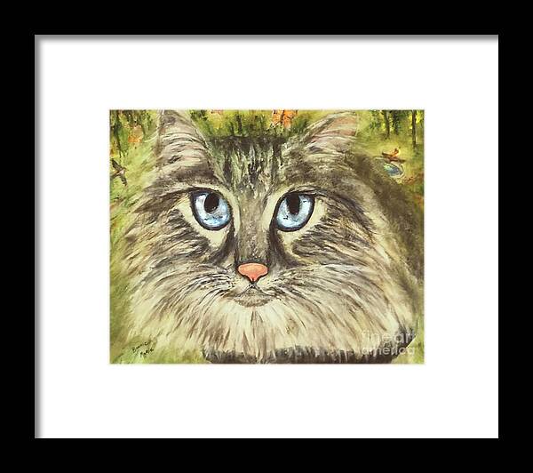 Cat Portrait Framed Print featuring the painting What he is really thinking Sammy by Bonnie Marie