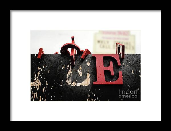 Asemic Framed Print featuring the photograph What rhymes with E by Dutch Bieber