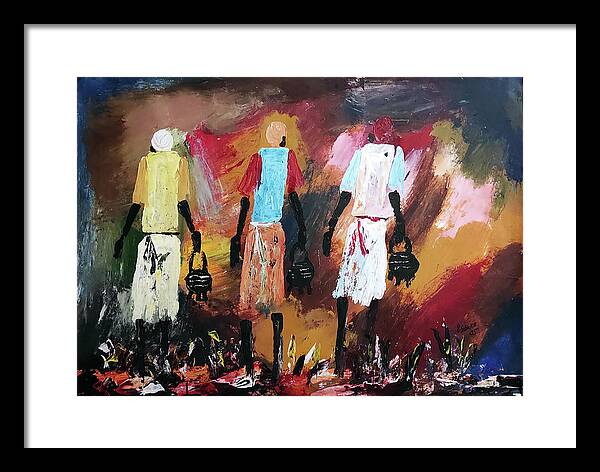 African Art Framed Print featuring the painting What's For Dinner by Peter Sibeko 1940-2013