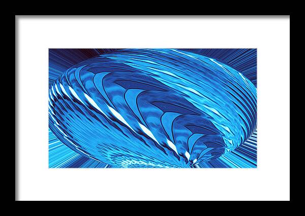 Abstract Art Framed Print featuring the digital art Fractal Wheel Blue by Ronald Mills