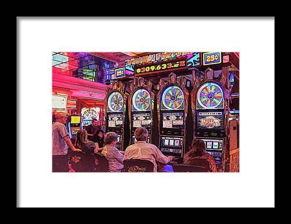 Wheel Of Fortune Framed Print featuring the digital art Wheel of Fortune Flamingo Las Vegas by Tatiana Travelways