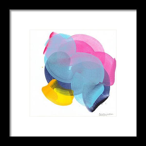 Abstract Framed Print featuring the painting Wheel of Love by Claire Desjardins
