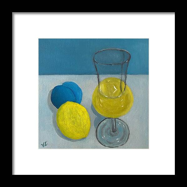 Limoncello Framed Print featuring the painting When life gives you lemons, make limoncello by Victoria Lakes