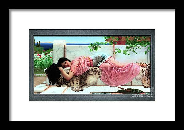 Young Girl Framed Print featuring the painting When The Heart Is Young by John William Godward Old Masters ClassicalArt Reproduction by Rolando Burbon