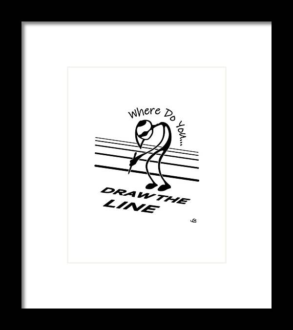 Stick Figure Framed Print featuring the drawing Where Do You Draw the Line by Franklin Kielar