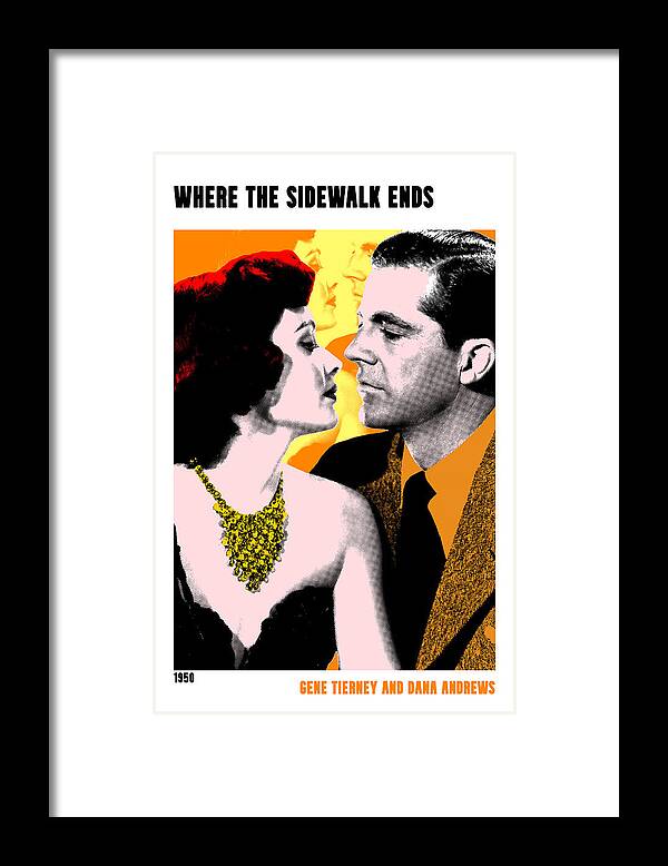Synopsis Framed Print featuring the mixed media ''Where the Sidewalk Ends'', 1950, movie poster, with synopsis by Movie World Posters
