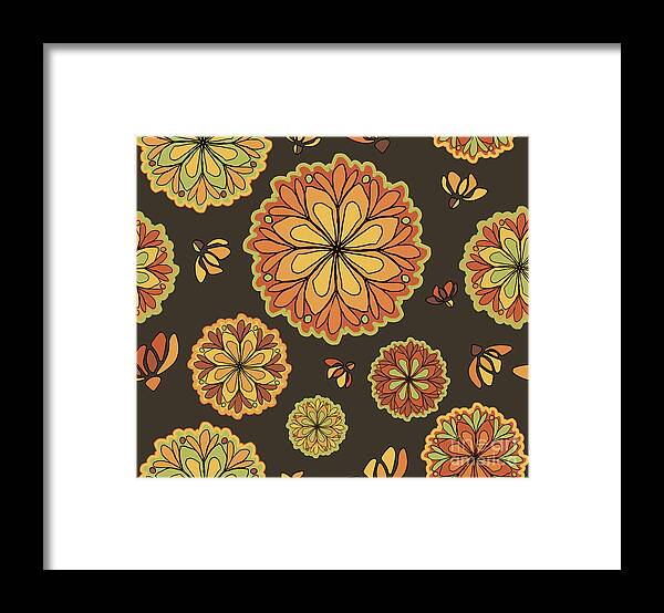 Abstract Flowers Framed Print featuring the digital art Whimsical Flower Garden - Floral Design Pattern by Patricia Awapara