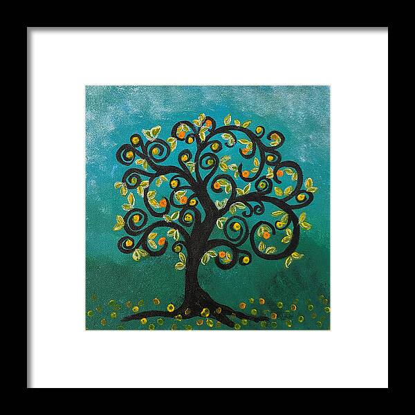 Tree Framed Print featuring the painting Whimsical Tree by Nancy Sisco