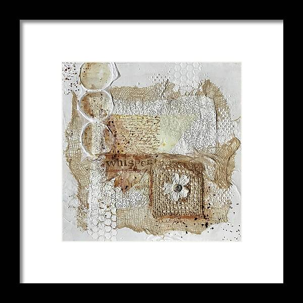 Mixed Media Framed Print featuring the painting Inspirational found word in a rustic collage combining natural elements by Diane Fujimoto