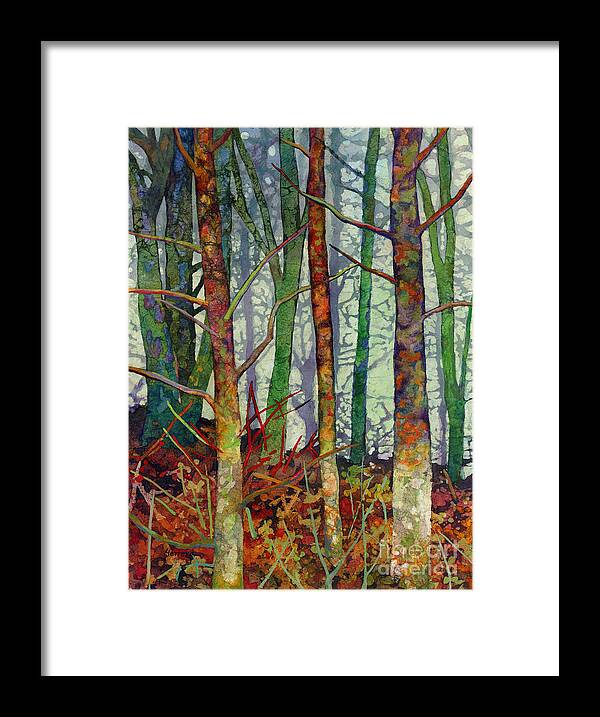 Abstract Forest Framed Print featuring the painting Whispering Forest by Hailey E Herrera