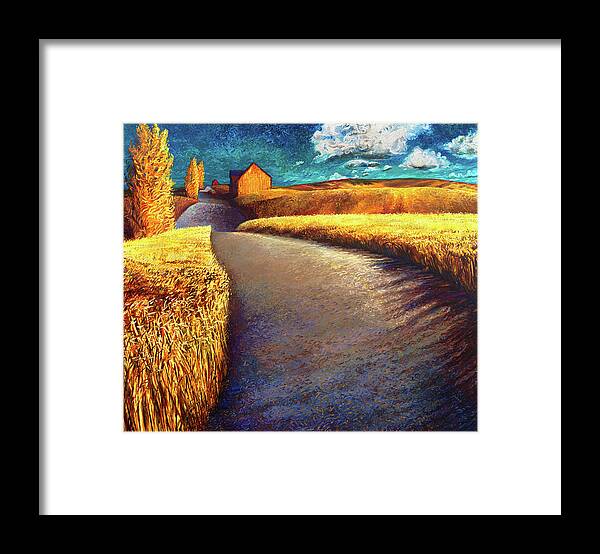 Iris Scott Framed Print featuring the painting Whispering Wheat by Iris Scott