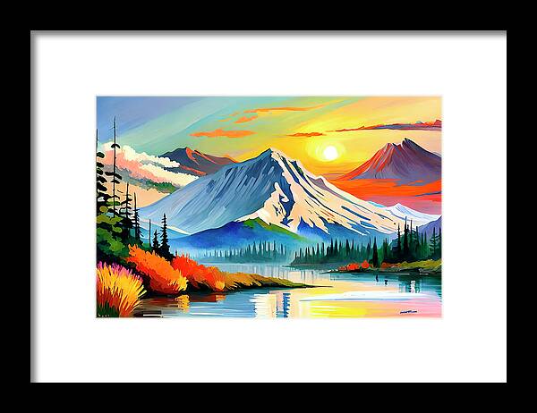 Mount St. Helens Framed Print featuring the digital art White 2 sides by Gabriel Cusmir