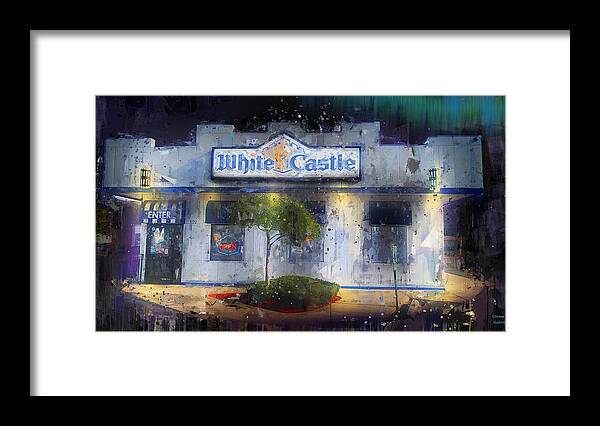 White Castle Framed Print featuring the painting White Castle - Buy Em By The Sack by Glenn Galen