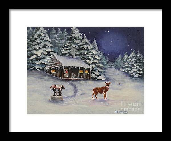 Snow Scene Framed Print featuring the painting White Christmas by Lora Duguay