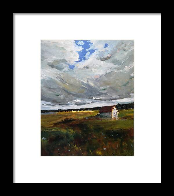New Brunswick Framed Print featuring the painting White Cottage by Sheila Romard