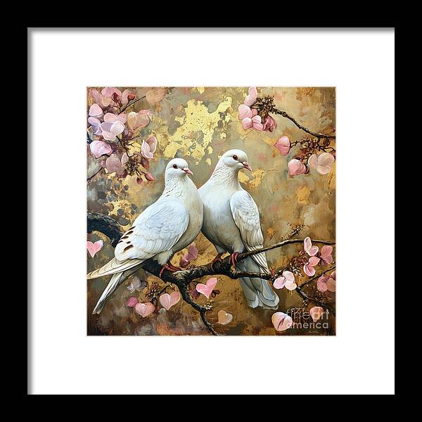 Doves Framed Print featuring the painting White Doves In Love by Tina LeCour