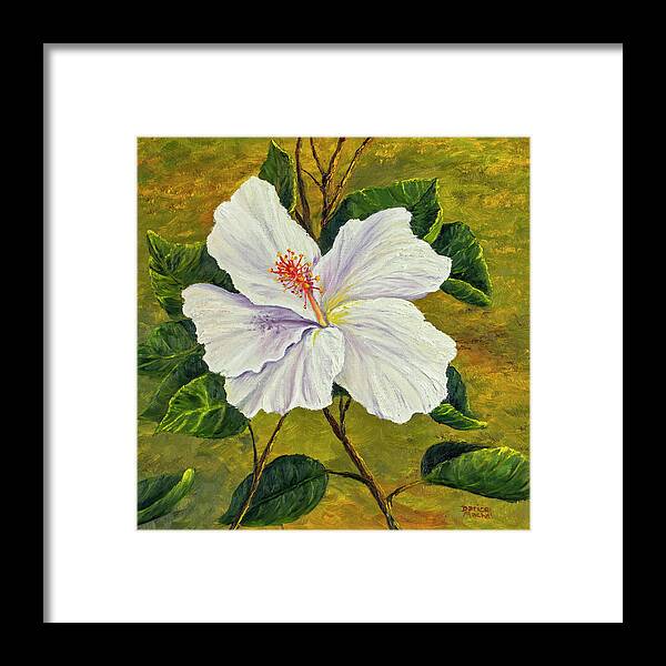Flower Framed Print featuring the painting White Hibiscus by Darice Machel McGuire