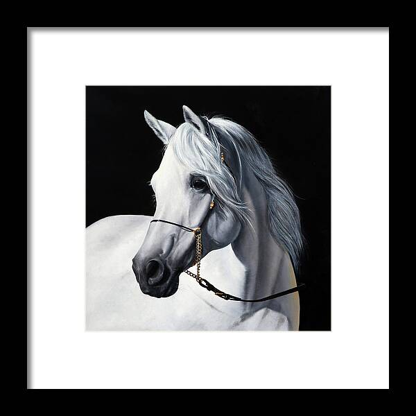 White Horse Framed Print featuring the painting White Horse by Danka Weitzen