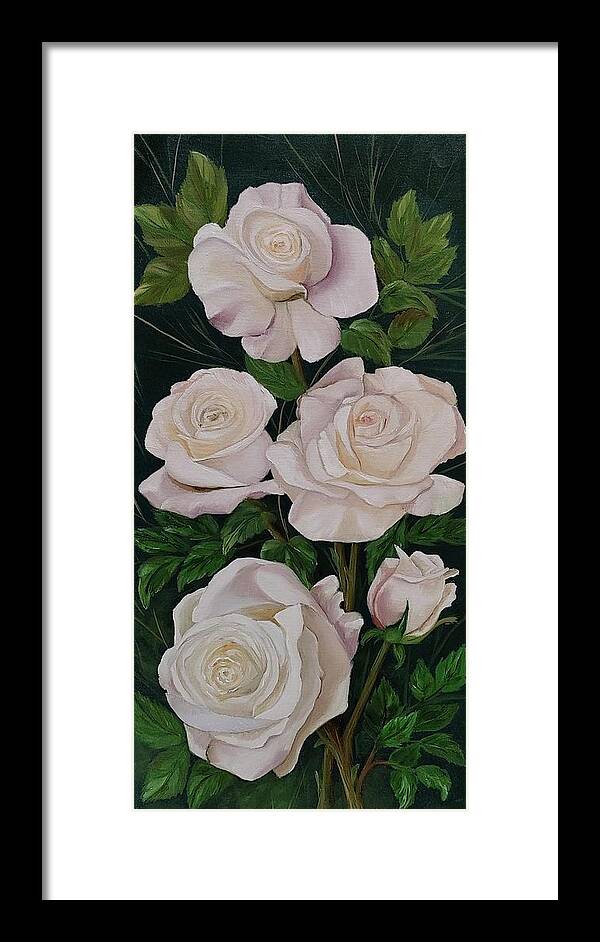 White Rose Painting Framed Print featuring the painting White Rose Tower by Connie Rish