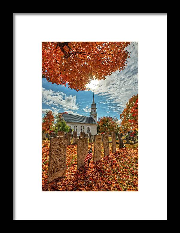 Community Church Framed Print featuring the photograph White Steeple Community Church of Sandwich New Hampshire by Juergen Roth