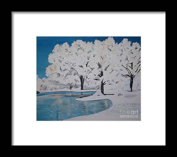 Acrylic Landscape Framed Print featuring the painting White Trees by Denise Morgan