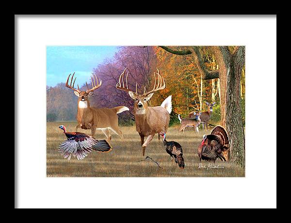Whitetail Deer Framed Print featuring the painting Whitetail Deer Art Print - Field of Dreams by Dale Kunkel Art