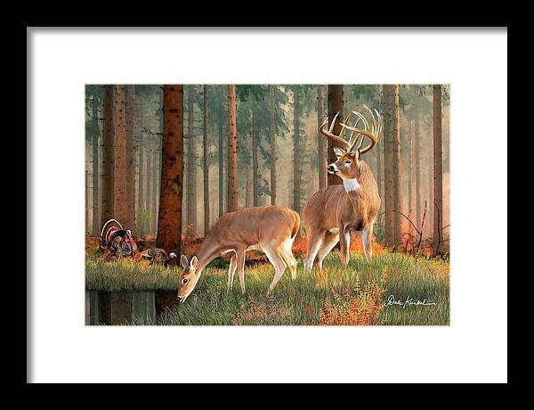 Whitetail Deer Framed Print featuring the painting Whitetail Deer Art Print - Quality Time by Dale Kunkel Art