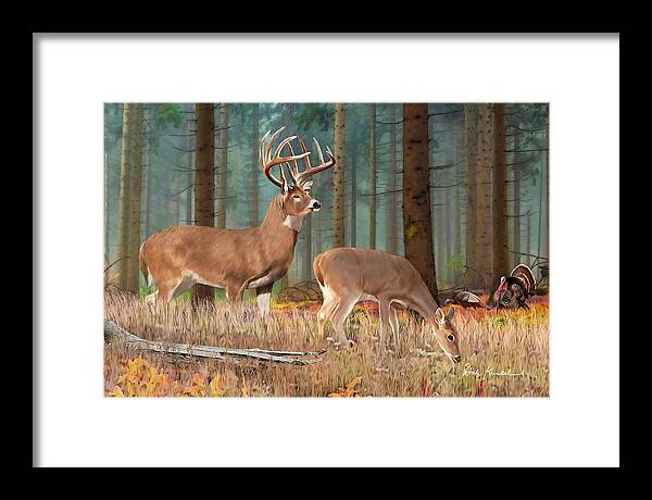 Whitetail Deer Framed Print featuring the painting Whitetail Deer Art Print - The Guardian by Dale Kunkel Art
