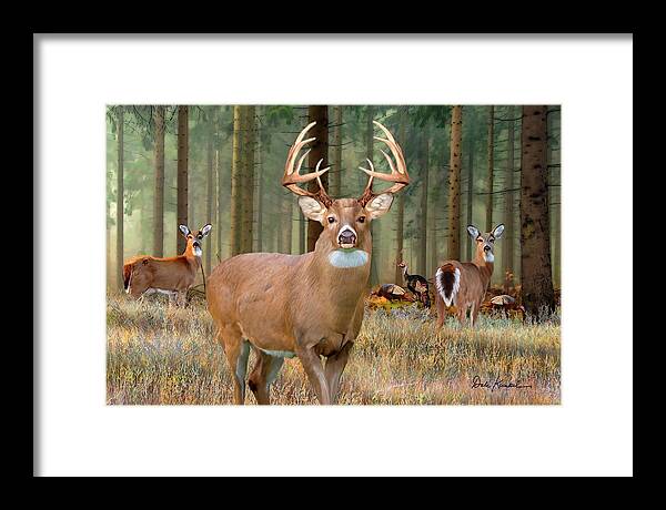 Whitetail Deer Framed Print featuring the painting Whitetail Deer Art Print - The Legend by Dale Kunkel Art