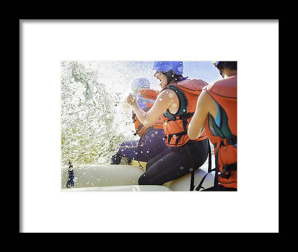 Young Men Framed Print featuring the photograph Whitewater Rafting Fun by Ranplett