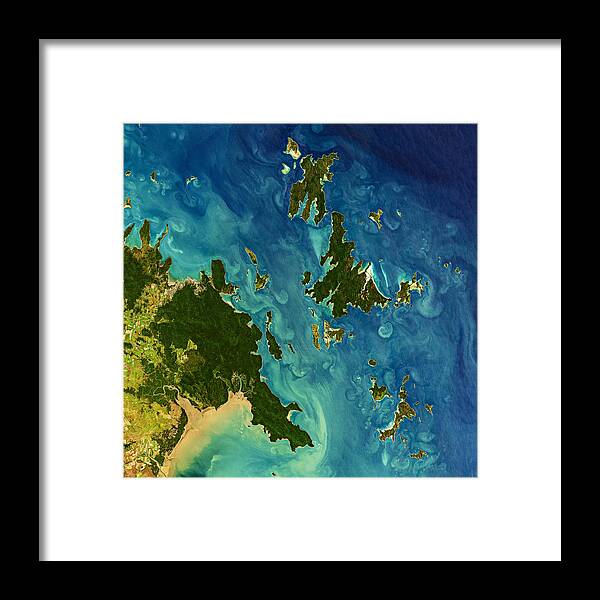 Satellite Image Framed Print featuring the photograph Whitsunday Islands, Australia by Christian Pauschert