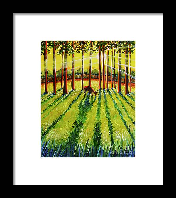 Deer Framed Print featuring the painting Who Could That Be by Cindy Thornton