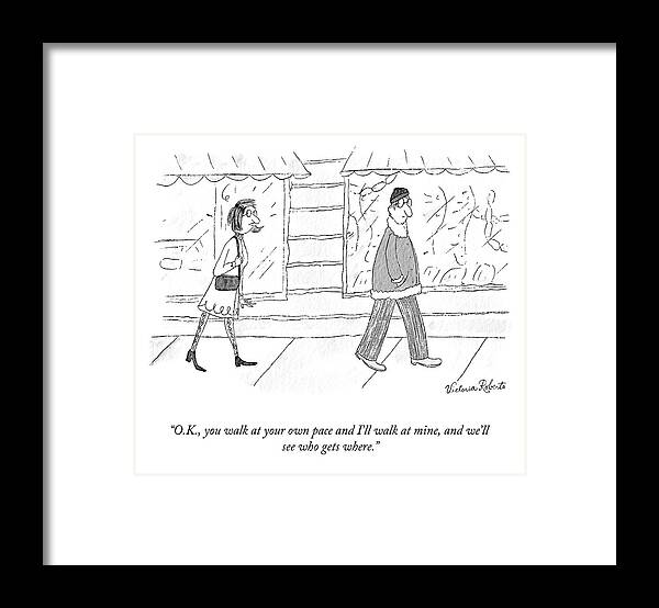 A27463 Framed Print featuring the drawing Who Gets Where by Victoria Roberts