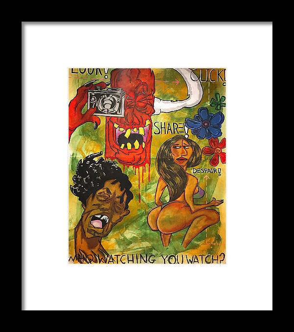 #neoexpressionism #acrylicpainting #pastelpainting #juliusdewitthannah Framed Print featuring the mixed media Who's Watching by Julius Hannah
