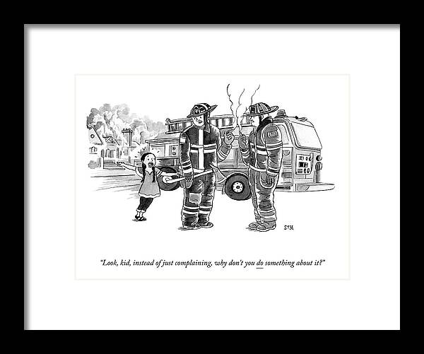 Look Framed Print featuring the drawing Why Don't You Do Something? by Bishakh Som