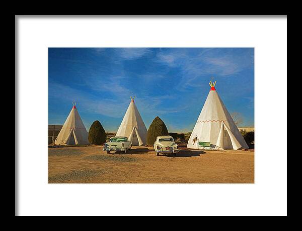 © 2015 Lou Novick All Rights Reserved Framed Print featuring the digital art Wigwam Hotel #6 by Lou Novick