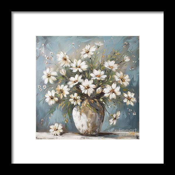 Bouquet Framed Print featuring the painting Wild Daisy Bouquet by Tina LeCour