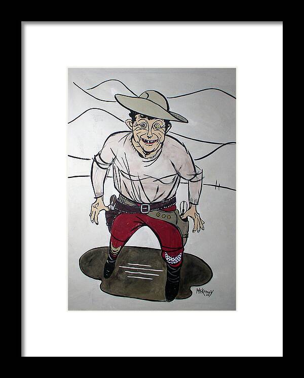 Western Framed Print featuring the drawing Wild Gun by Phil Mckenney