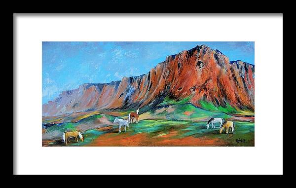 Mountains Framed Print featuring the painting Wild Horse Mountain by Roseanne Schellenberger