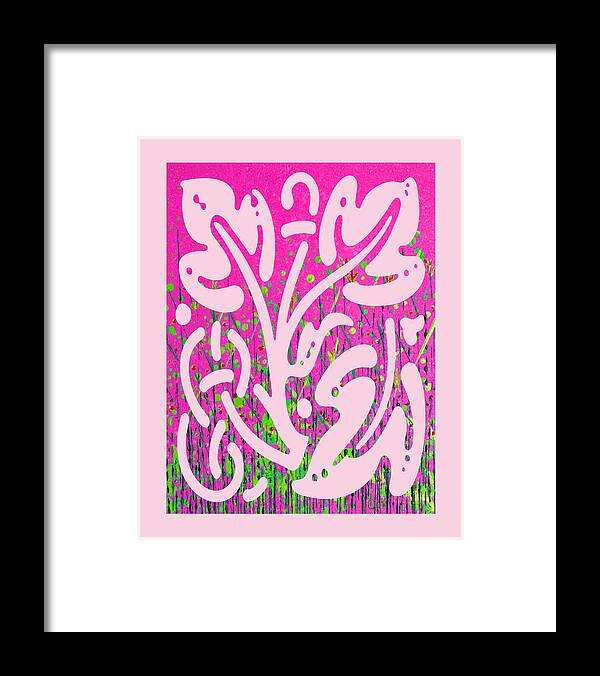 Wildflower Framed Print featuring the painting Wildflower Abstract 308 in Pink by Corinne Carroll