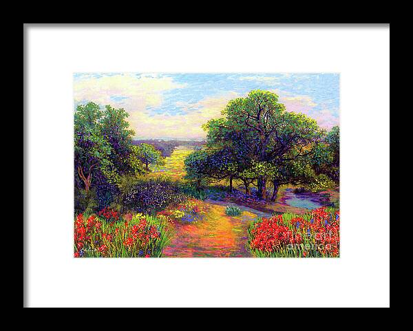 Landscape Framed Print featuring the painting Wildflower Meadows of Color and Joy by Jane Small