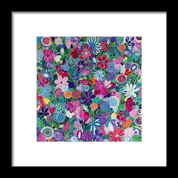 Abstract Floral Framed Print featuring the painting Wildflowers by Beth Ann Scott