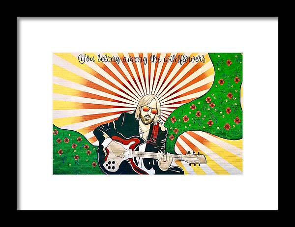 Tom Petty Framed Print featuring the painting Wildflowers Tom Petty Tribute Mural Gainesville Florida by Carrie Martinez