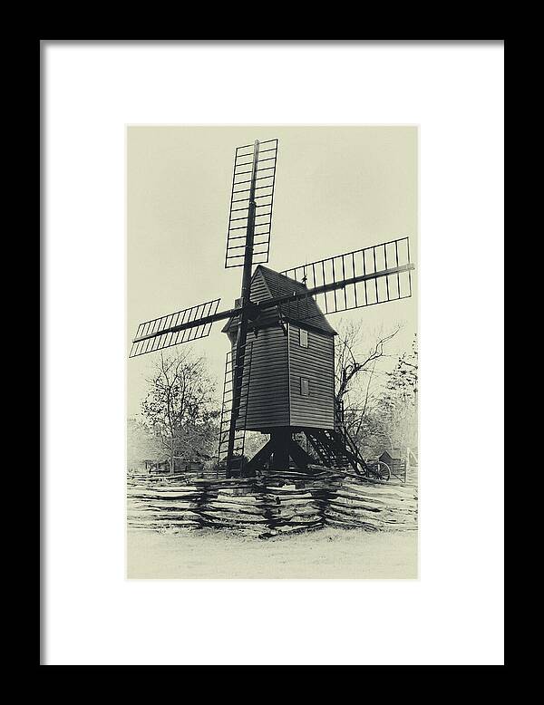 Williamsburg Framed Print featuring the photograph Williamsburg Windmill in Sepia by Norma Brandsberg