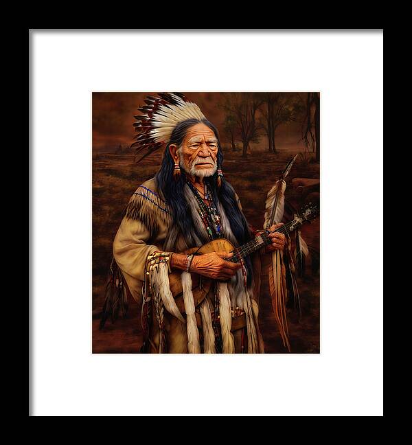 Indian Framed Print featuring the digital art Willie by Micah Offman